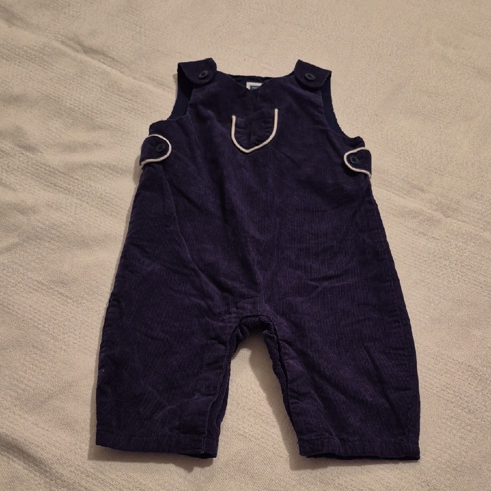 Janie and Jack boys 0-3 months blue overalls light corduroy white trim EUC